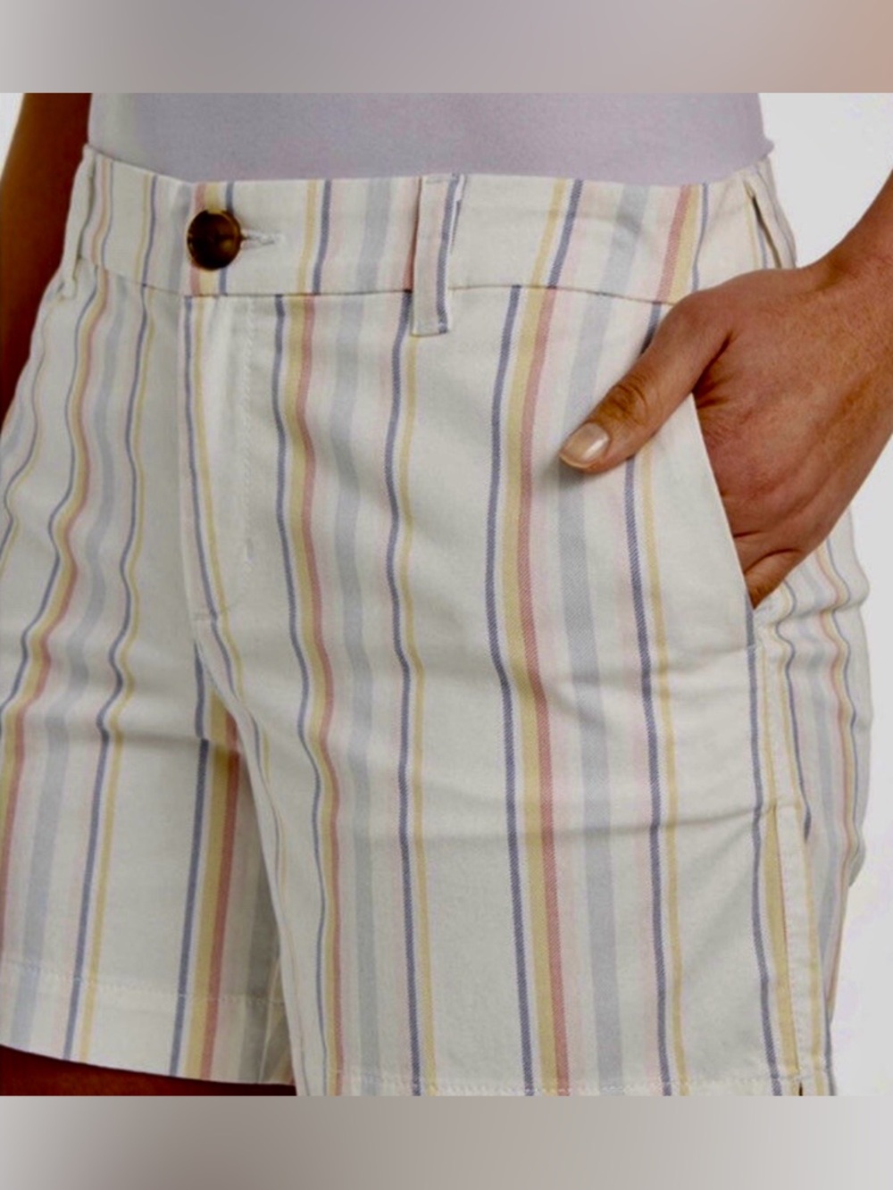 Style & Co. White Shorts with Yellow, Pink and Blue Stripes - Size 10!